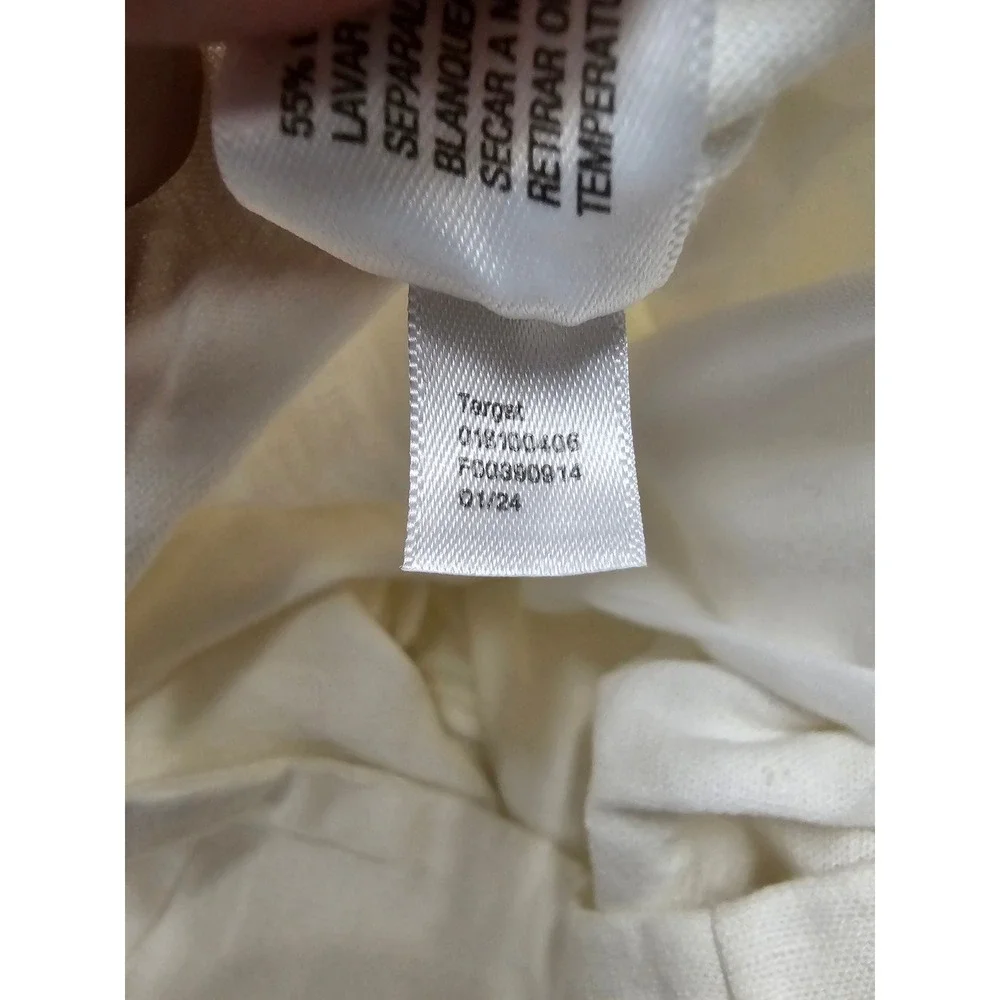 A New Day Womens Tapered Highest Rise Pants White Linen Blend Casual Size 6